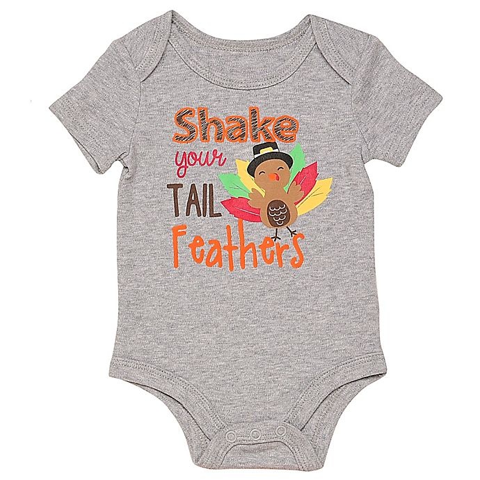 slide 1 of 1, Baby Starters BWA Newborn Shake Your Tail Feathers" Bodysuit - Grey", 1 ct