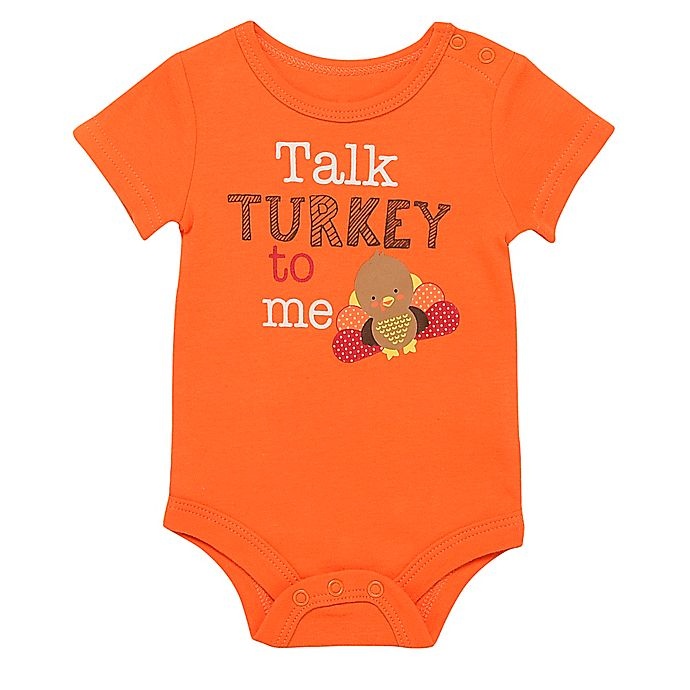 slide 1 of 1, Baby Starters Newborn Talk Turkey Bodysuit - Orange, 1 ct