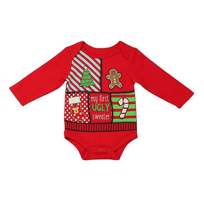 slide 1 of 1, Baby Starters Newborn Ugly Sweater Bodysuit - Red, 1 ct