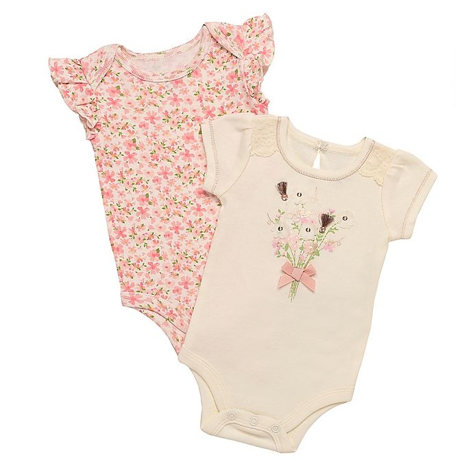 slide 1 of 1, Baby Starters Bsuit 6M Bouquet White/Pink, 2 ct