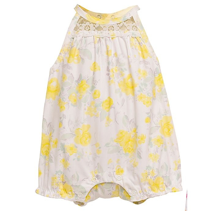 slide 1 of 1, Baby Starters Romper 3M Halter Lace Yellow Floral, 1 ct