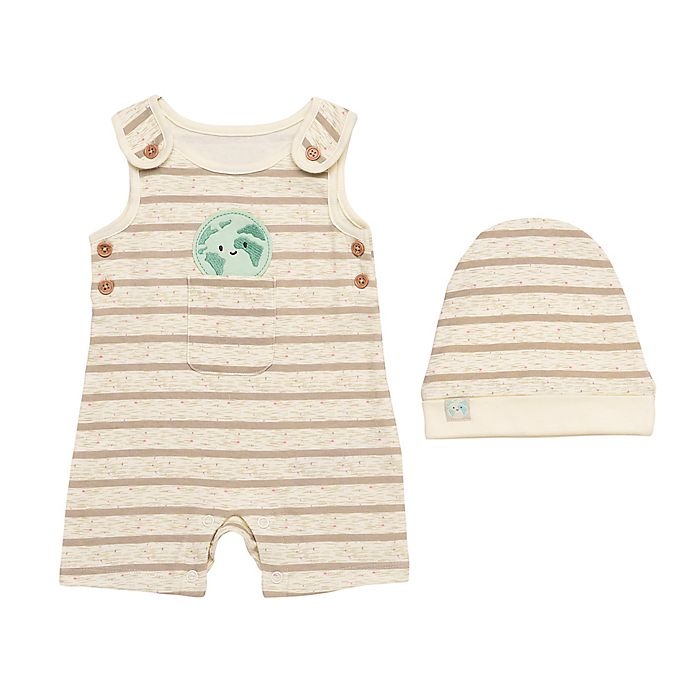 slide 1 of 1, Baby Starters Newborn Save the Earth Stripe Sleeveless Romper and Hat Set - White, 1 ct