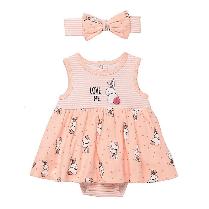 slide 1 of 1, Baby Starters Dress & Hdbnd NB Bunny Bubble Skirt w/Pom Pom Pink, 1 ct