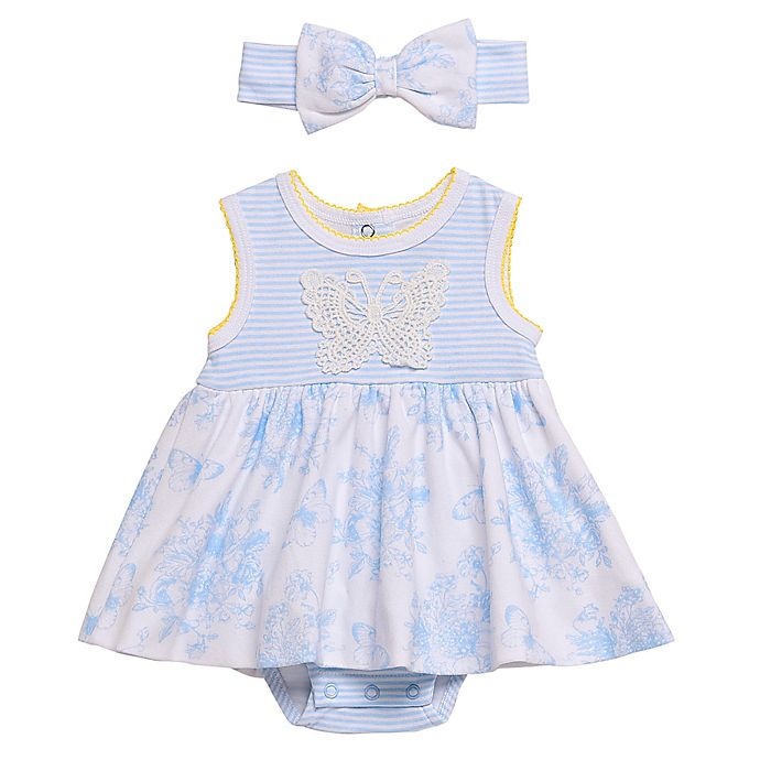 slide 1 of 1, Baby Starters Bsuit NB Crochet Btrfly Bubble Skirt Blue/White, 1 ct