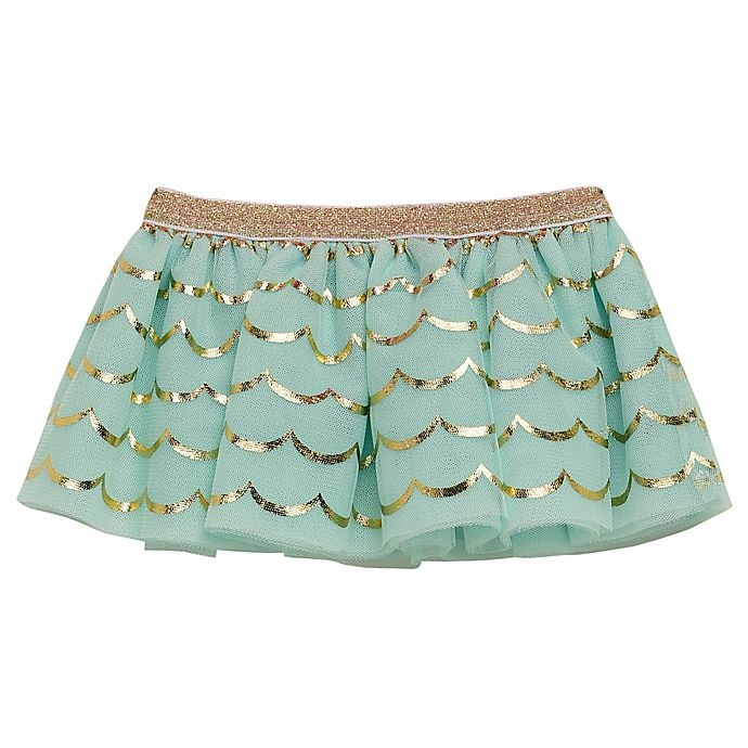 slide 1 of 1, Baby Starters Newborn Tutu Skirt - Mint with Gold Lace, 1 ct