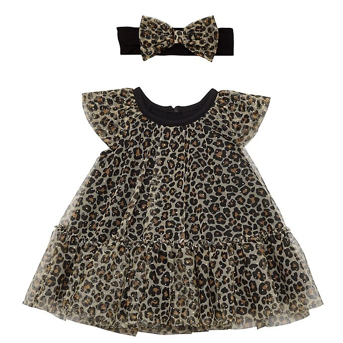 slide 1 of 1, Baby Starters Newborn Leopard Dress and Headband Set - Black, 2 ct