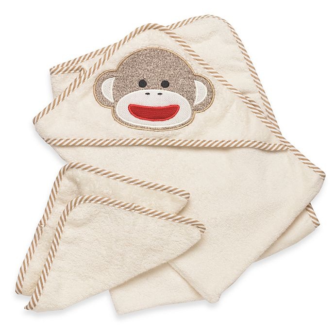 slide 1 of 1, Baby Starters Sock Monkey Towel & Washcloth Set - Cream, 1 ct
