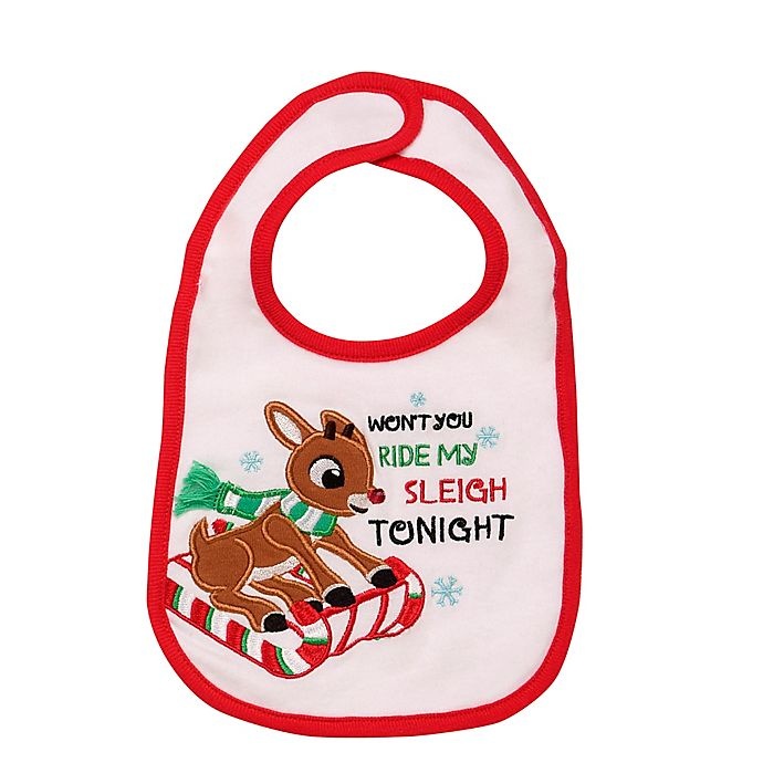 slide 1 of 1, Baby Starters Rudolph the Red Nosed Reindeer Bib - White, 1 ct