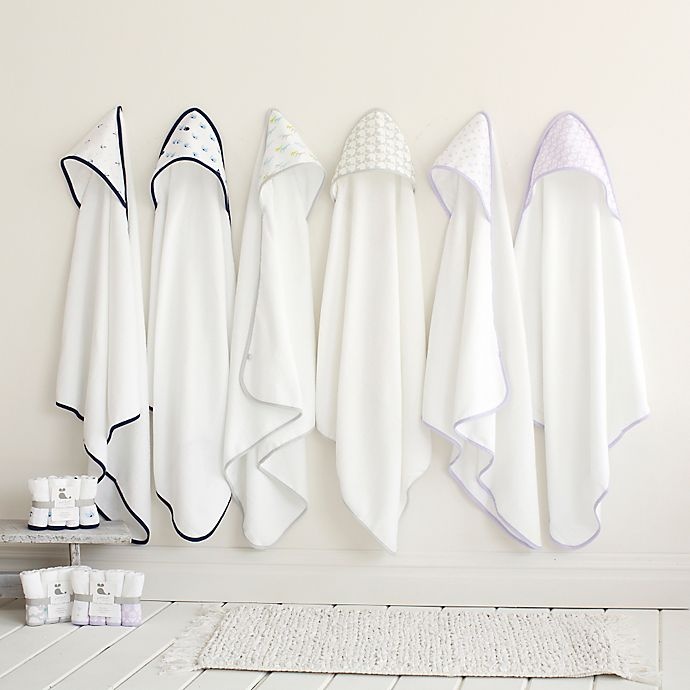 slide 2 of 2, Just Born Tiki and Emma Hooded Towels - White/Lilac, 2 ct