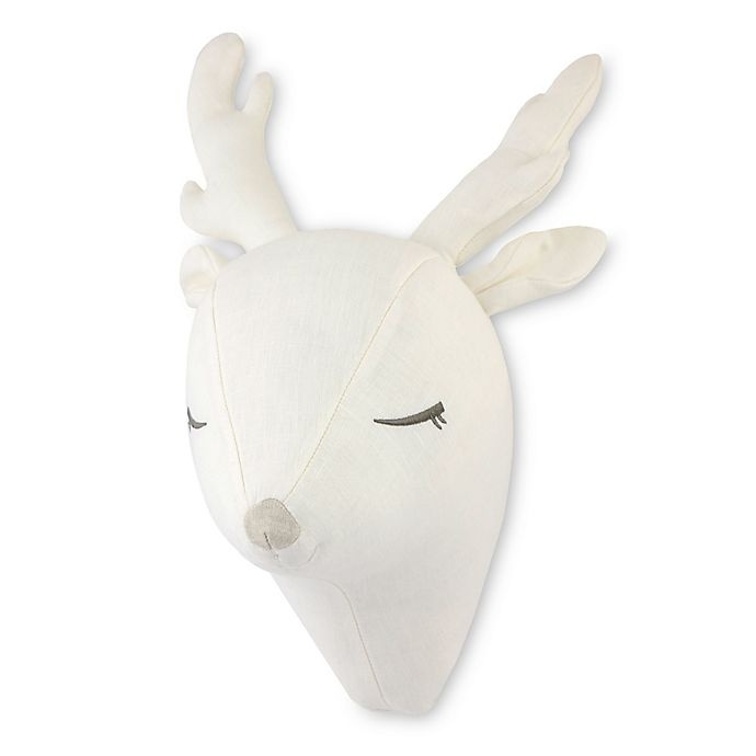 slide 1 of 4, Just Born Keepsake Washed Linen Deer Head Wall Art, 1 ct