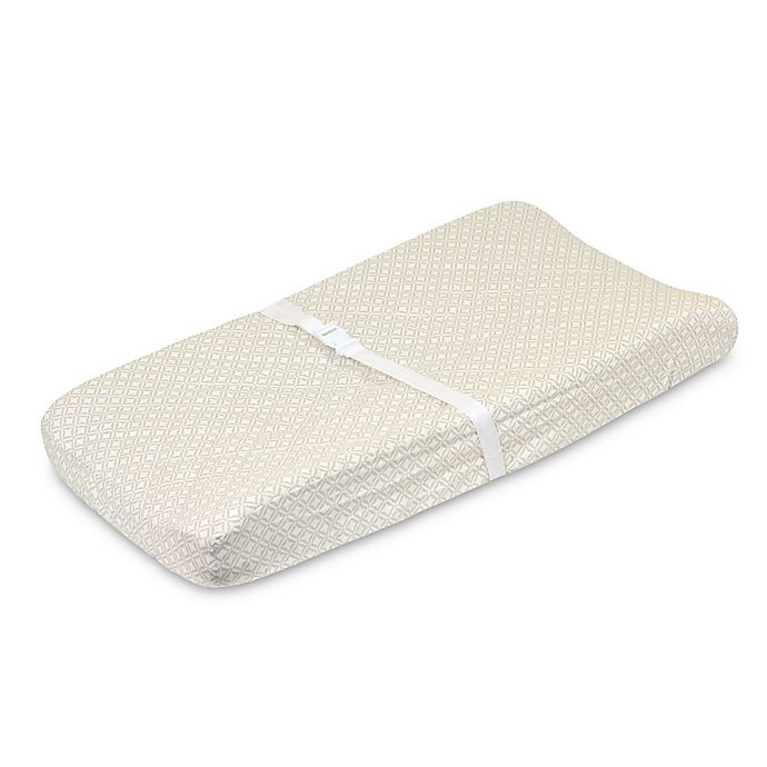 slide 1 of 4, Just Born Keepsake Washed Linen Changing Pad Cover - Flax, 1 ct