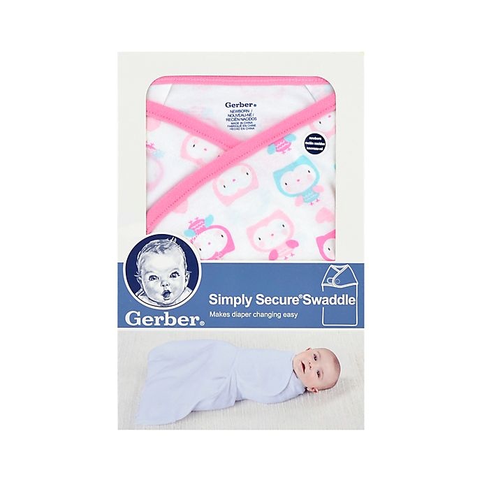 slide 2 of 2, Gerber Owl Simply Secure Swaddle - Pink, 1 ct