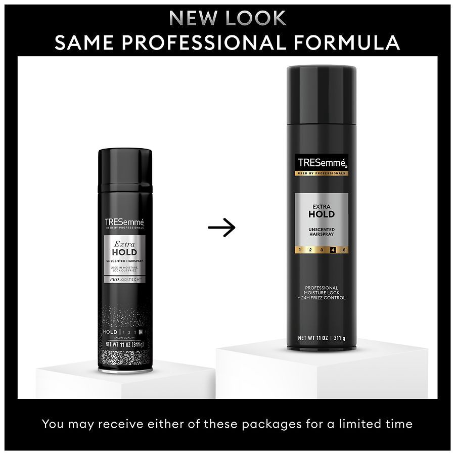 slide 4 of 5, TRESemmé Extra Hold unscented hairspray 11 Fl Oz, 11 oz