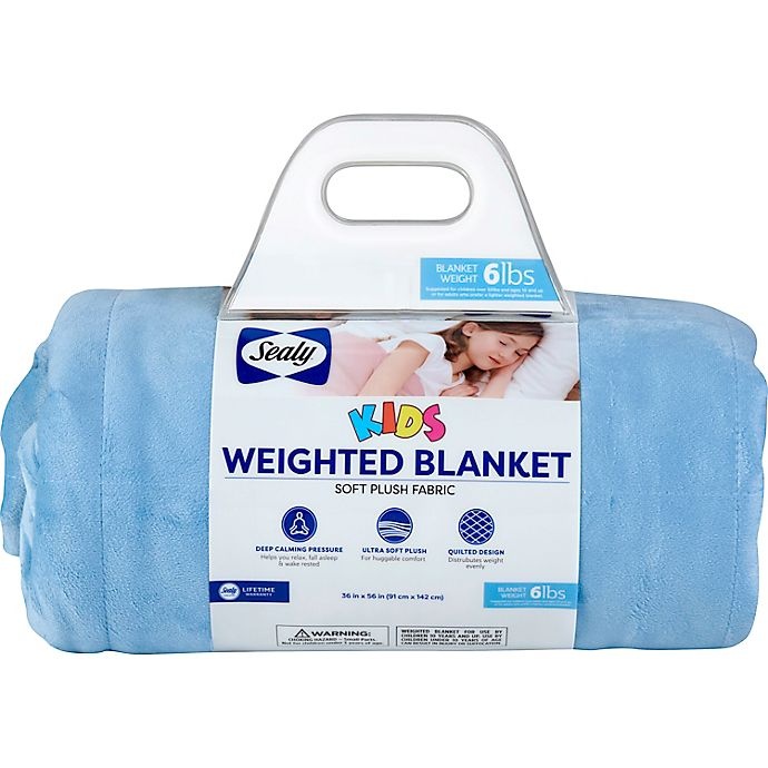 slide 2 of 5, Sealy Weighted Blanket - Blue, 6 lb