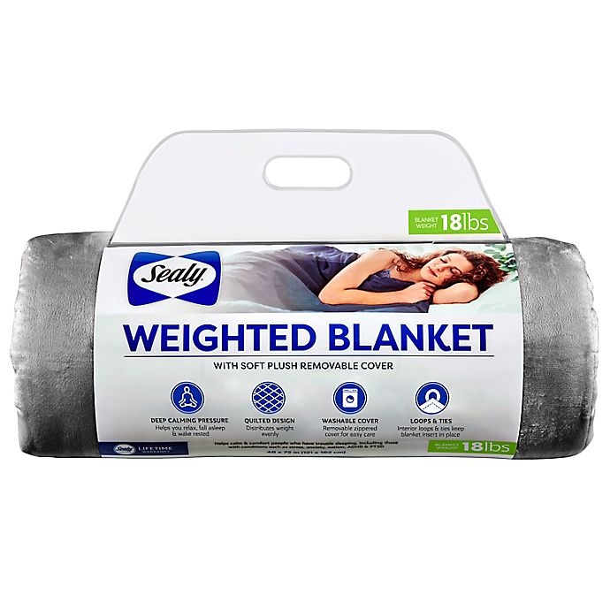 slide 5 of 5, Sealy Weighted Blanket - Grey, 18 lb