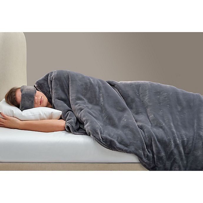 slide 6 of 10, Therapedic Reversible Medium Weighted Blanket - Grey, 16 lb