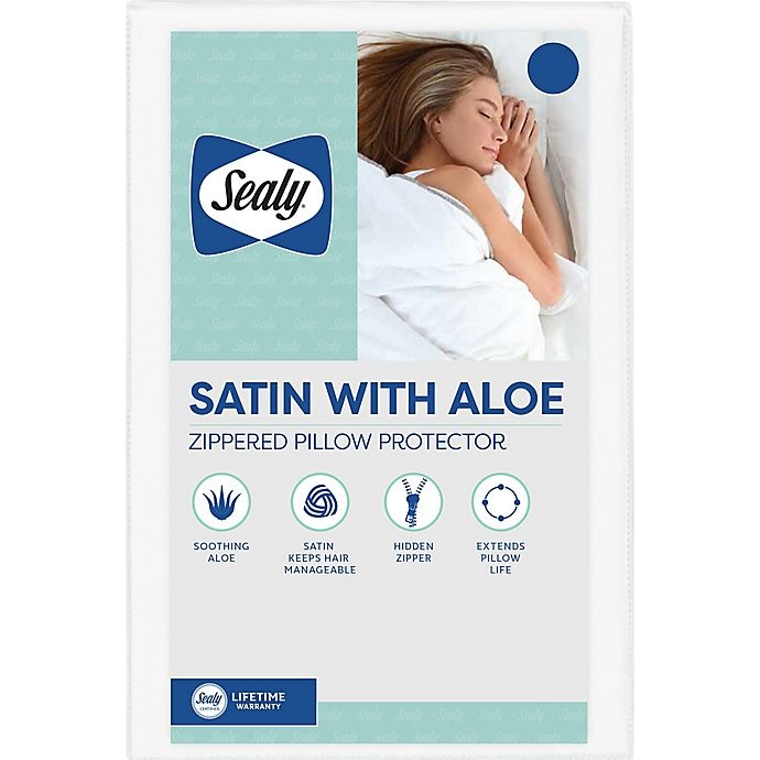 slide 2 of 4, Sealy Satin with Aloe Zippered Pillow Protector, 1 ct