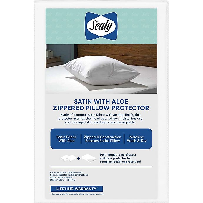 slide 3 of 4, Sealy Satin with Aloe Zippered Pillow Protector, 1 ct