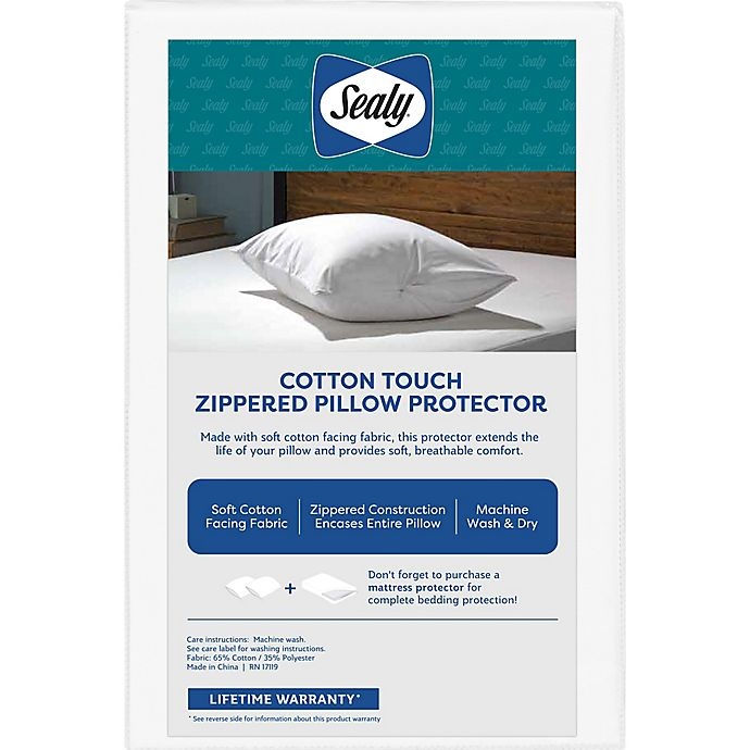 slide 3 of 3, Sealy Cotton Touch Zippered Standard/Queen Bed Pillow Protector, 1 ct