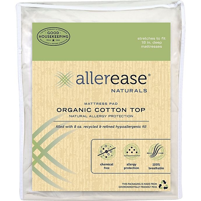 slide 3 of 3, AllerEase Naturals Organic Cotton Queen Top Cover Mattress Pad, 1 ct