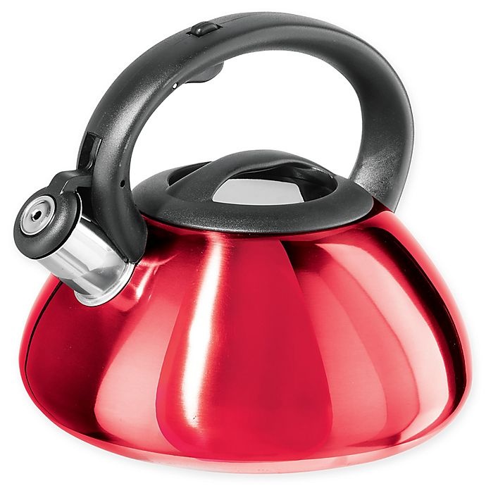 slide 1 of 1, Oggi Whistling Kettle - Red, 2.7 qt