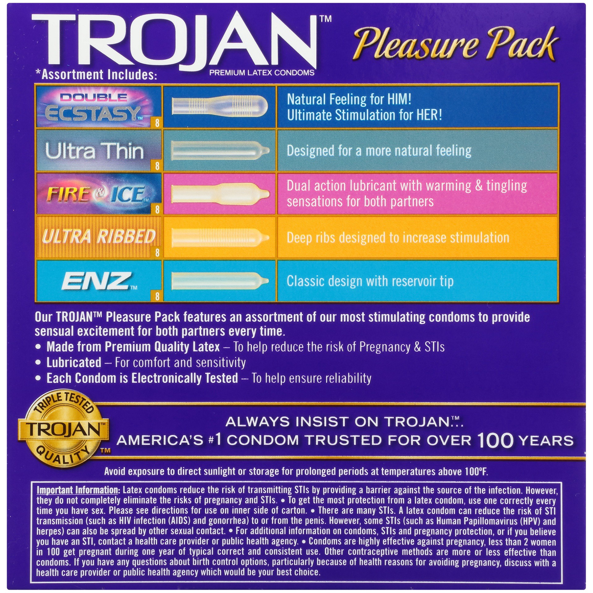 slide 2 of 6, Trojan Pleasure Pack Condoms, 40 ct, 