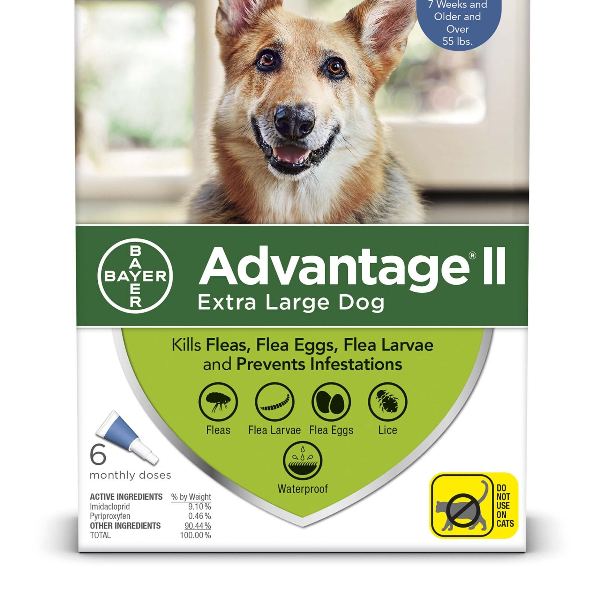 slide 1 of 1, advantage II once-A-Month Topical Flea Treatment for Dogs & Puppies Over 55 lbs, 6 ct