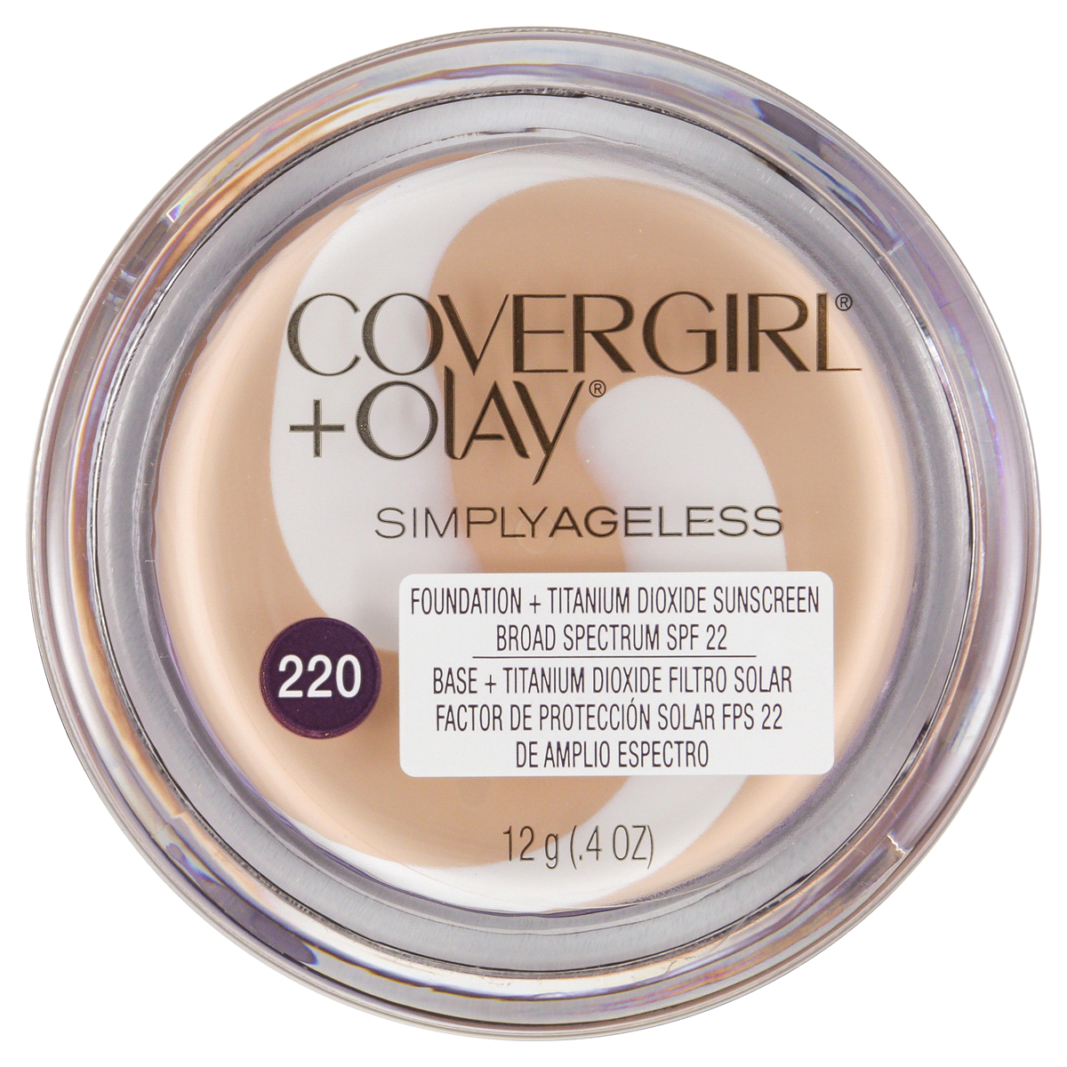 slide 3 of 6, Covergirl COVERGIRL & Olay Simply Ageless Instant Wrinkle-Defying Foundation with SPF 28, Creamy Natural 220, 0.40 oz (12 g), 0.4 oz