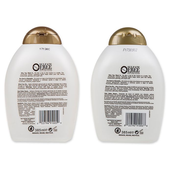 slide 2 of 2, OGX Value Nourishing Coconut Milk Shampoo and Conditioner, 2 ct