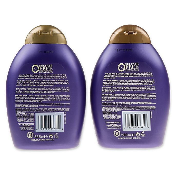 slide 2 of 2, OGX Value Thick and Full Biotin and Collagen Shampoo and Conditioner, 2 ct