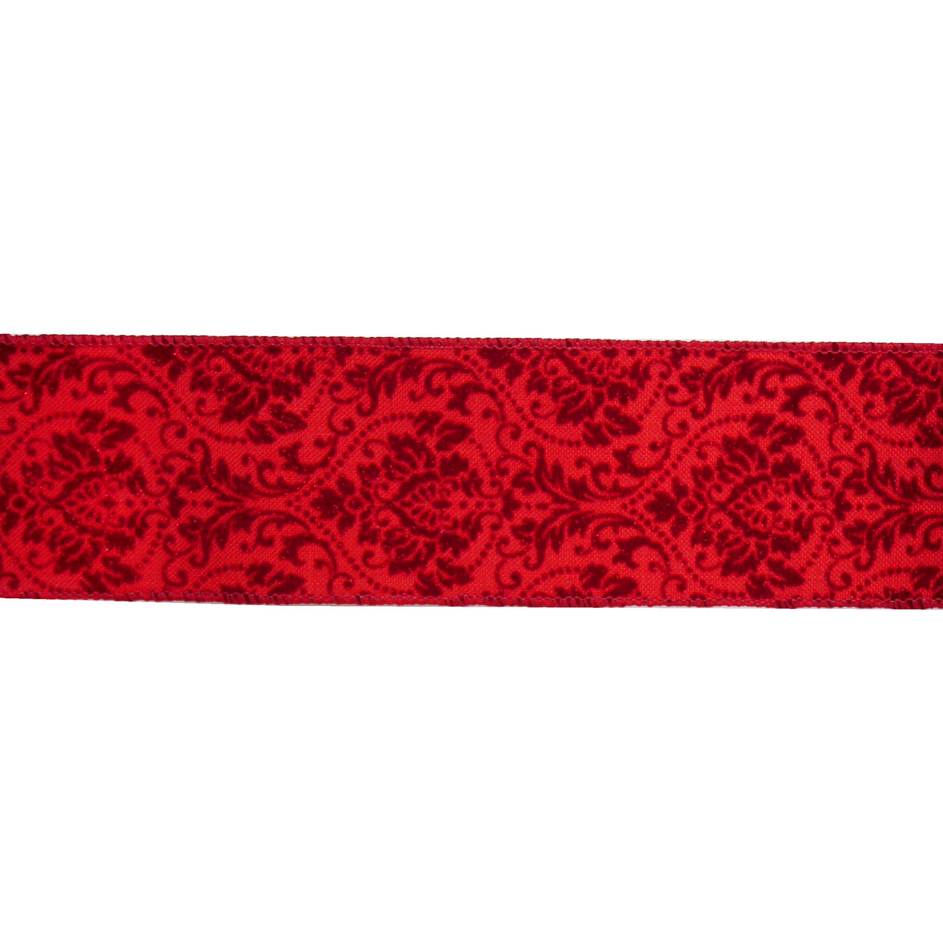 slide 3 of 3, 2.5" X 20ft. Burgundy Damask Wired Ribbon By Celebrate It, 2.5 in x 20 ft
