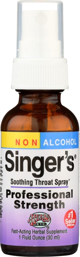 slide 1 of 1, Herbs, Etc. Singer's Saving Grace Professional Strength Alcohol Free Throat Spray, 1 fl oz