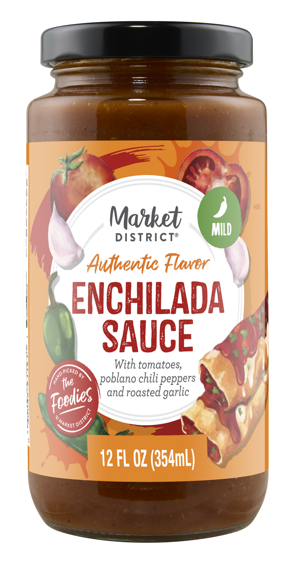 slide 1 of 1, Market District Mild Enchilada Sauce, 12 oz