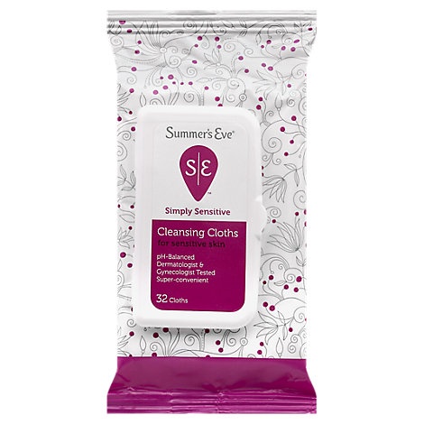 slide 1 of 1, Summers Eve Cleansing Cloths For Sensitive Skin Simply Sensitive, 32 ct