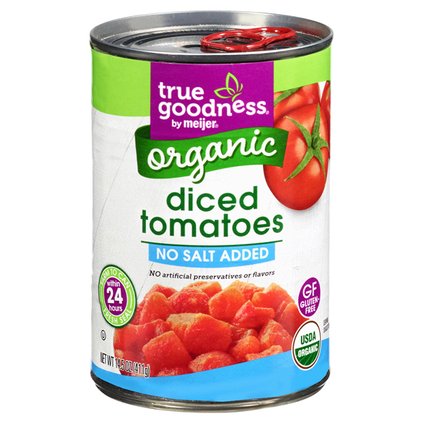 slide 1 of 1, True Goodness Organic Diced Tomatoes No Salt Added, 14.5 oz