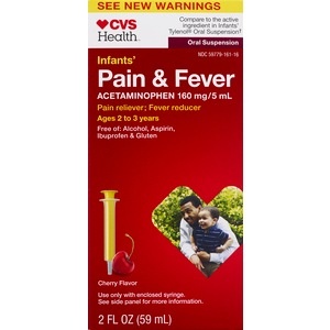 slide 1 of 1, CVS Health Infants' Pain And Fever Oral Suspension Cherry Flavor, 2 oz