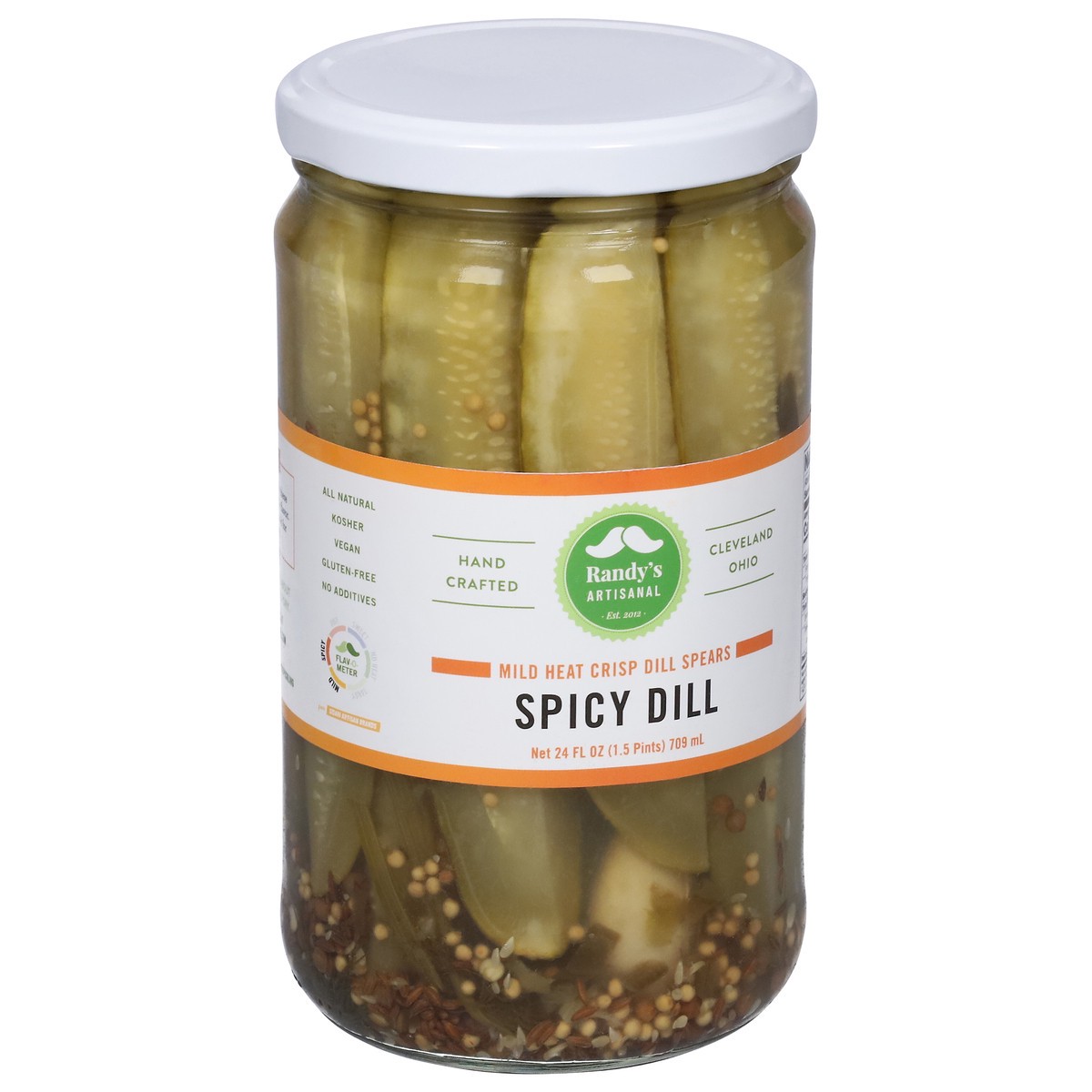 slide 3 of 9, Randy's Artisanal Mild Heat Crisp Spicy Dill Spears 24 fl oz, 24 fl oz
