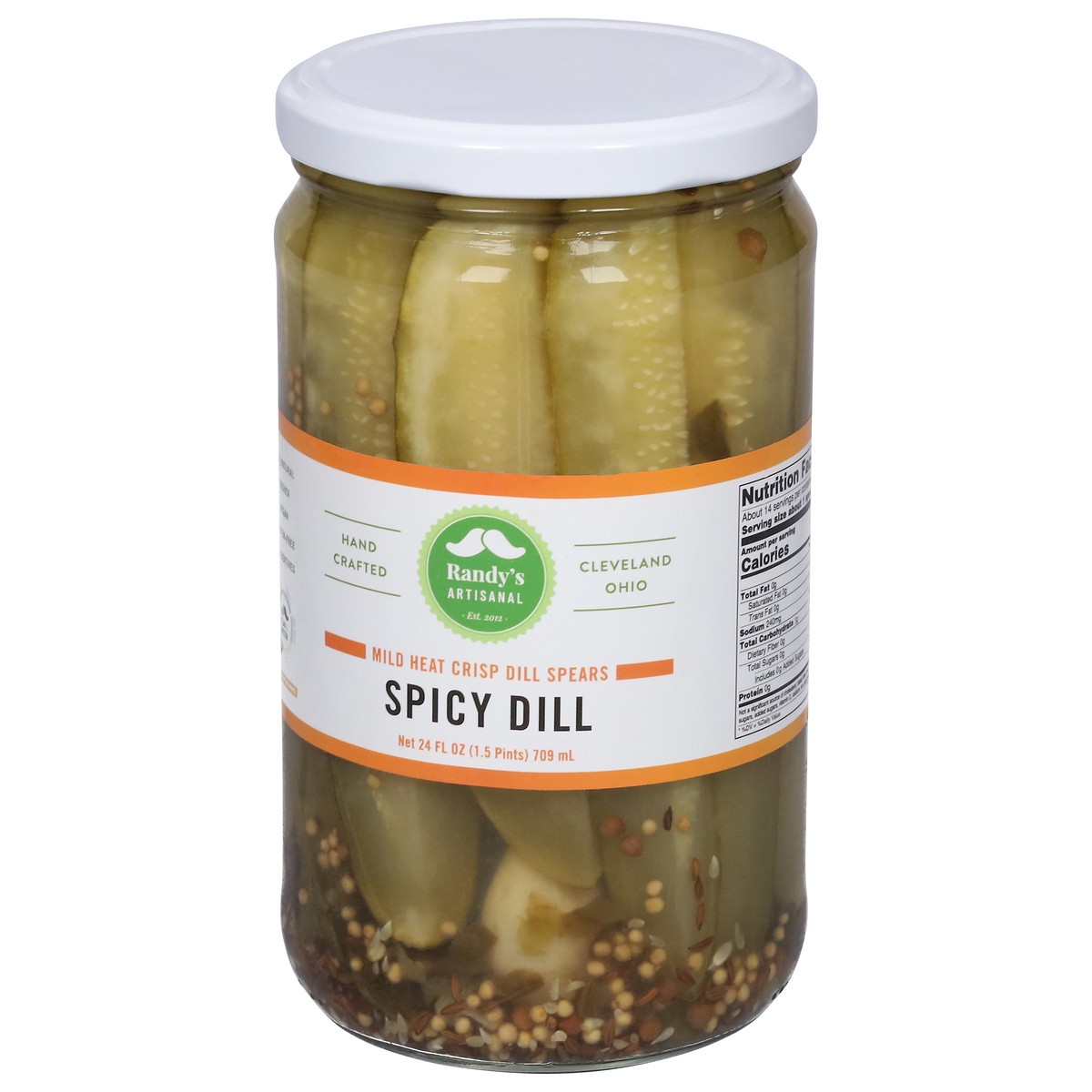 slide 8 of 9, Randy's Artisanal Mild Heat Crisp Spicy Dill Spears 24 fl oz, 24 fl oz
