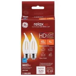 GE Relax 4 Watts Clear Finish Soft White LED Cam Dimmable HD Light Bulbs 2 ea