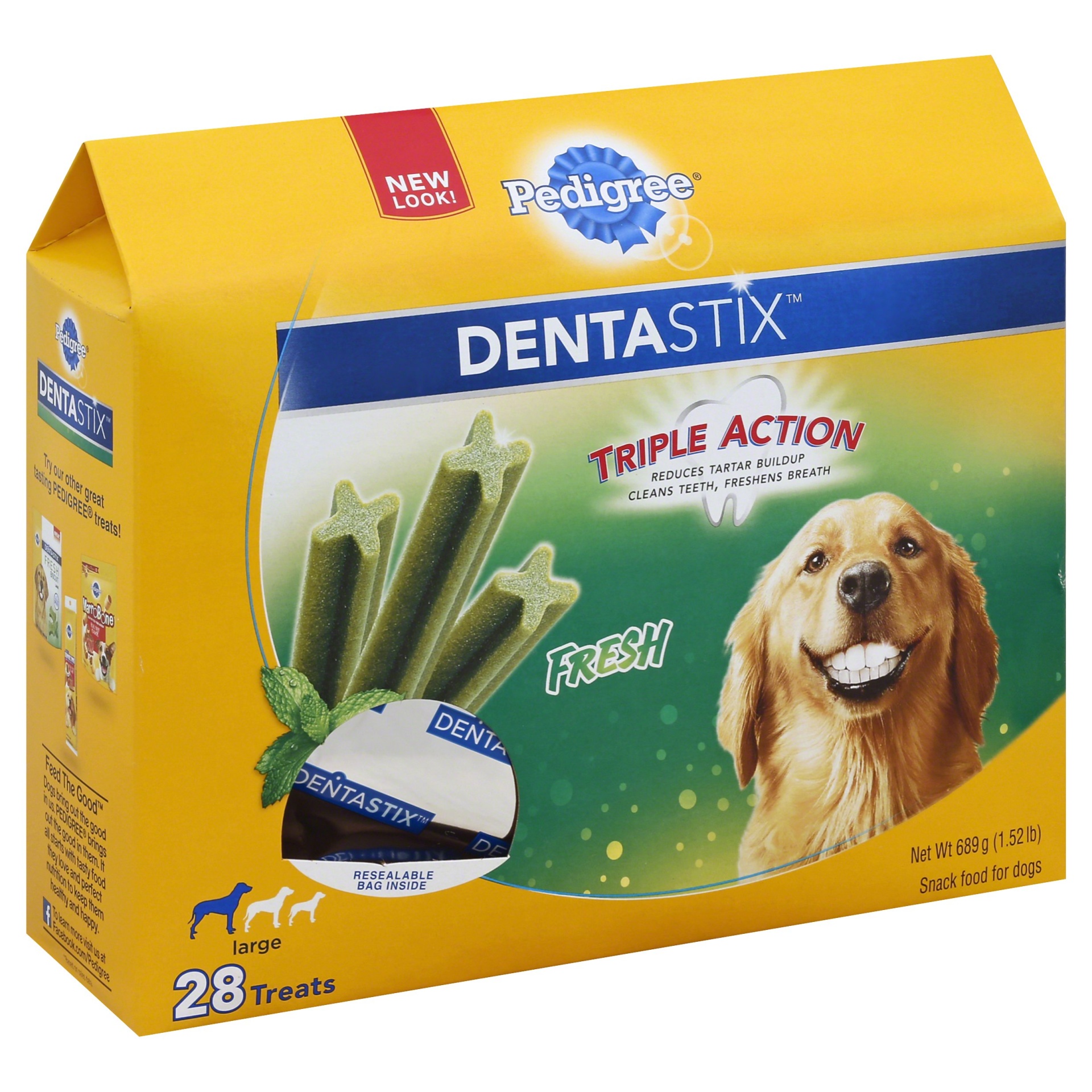 slide 1 of 9, Pedigree Dentastix Fresh Large Treats For Dogs, 28 ct