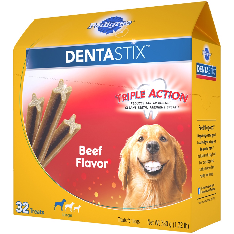 slide 4 of 9, Pedigree Dentastix Beef Flavor Large Treats For Dogs, 32 ct