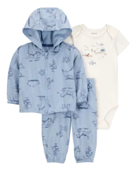 Carter's Carters Baby Dog 3-Piece Cardigan Set - Blue/White Blue/White 3M