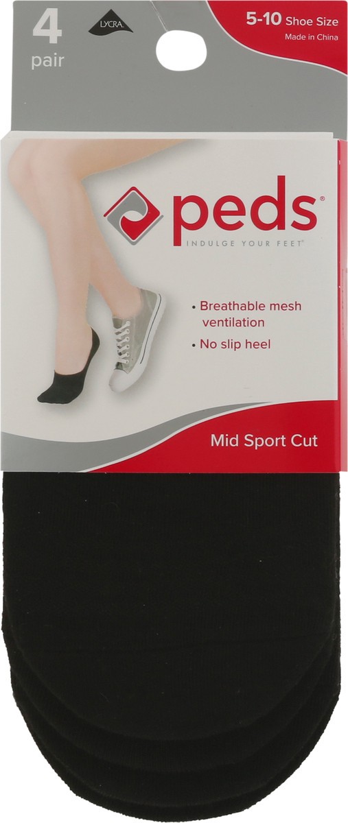 slide 6 of 9, Peds Sport Cut Socks Black, 4 ct