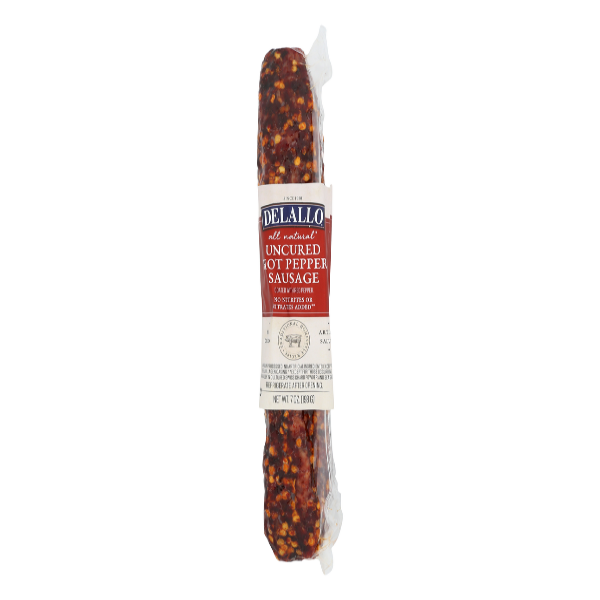 slide 1 of 1, DeLallo Hot Pepper Cured Sweet Sausage - Each, 7 oz