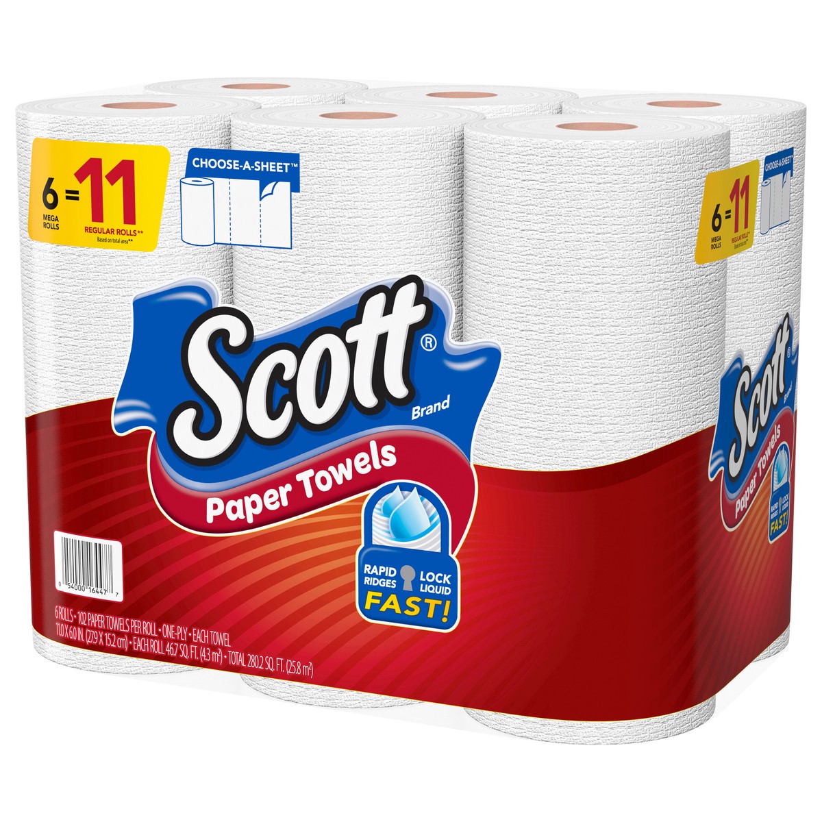 slide 8 of 12, Scott Paper Towels, Choose-A-Sheet - 6 Mega Rolls = 11 Regular Rolls (102 Sheets Per Roll), 6 ct