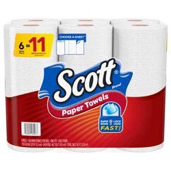 Scott Paper Towels, Choose-A-Sheet - 6 Mega Rolls