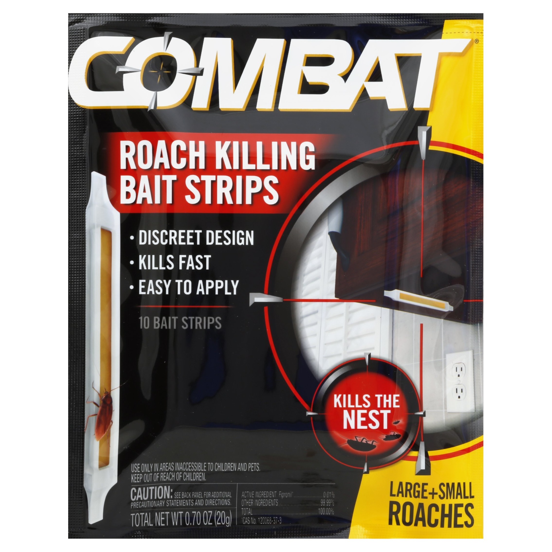 slide 1 of 4, Combat Roach Killing Bait Strips for Large and Small Roaches, 10 ct