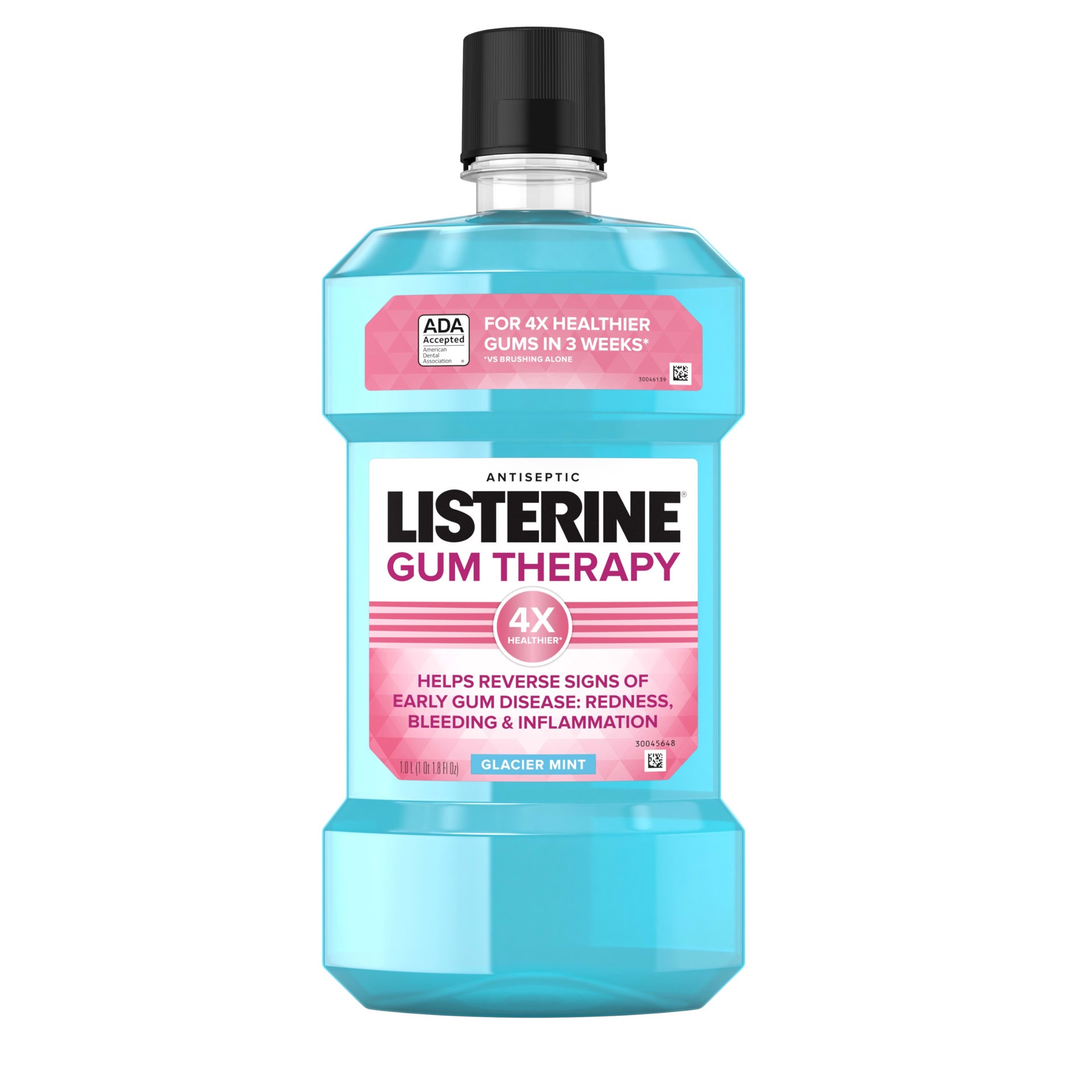 slide 1 of 6, Listerine Gum Therapy Antiplaque & Anti-Gingivitis Mouthwash, Antiseptic Oral Rinse to Help Reverse Signs of Early Gingivitis like Bleeding Gums, ADA Accepted, Glacier Mint, 1 L, 1 liter