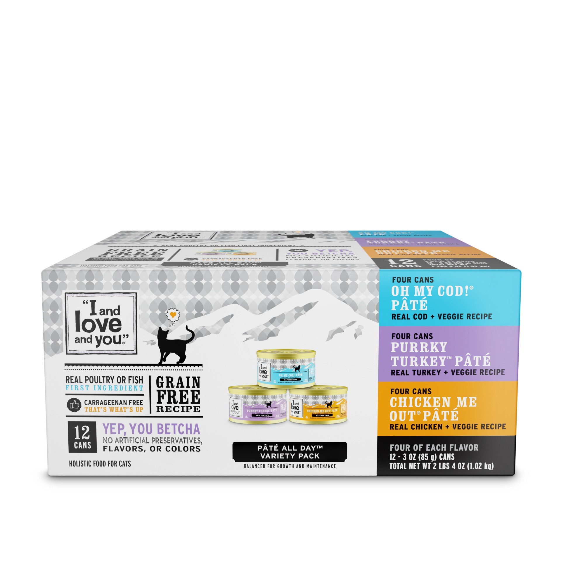slide 1 of 7, I and Love and You Pate All Day Wet Cat Food Variety Pack, 36 oz