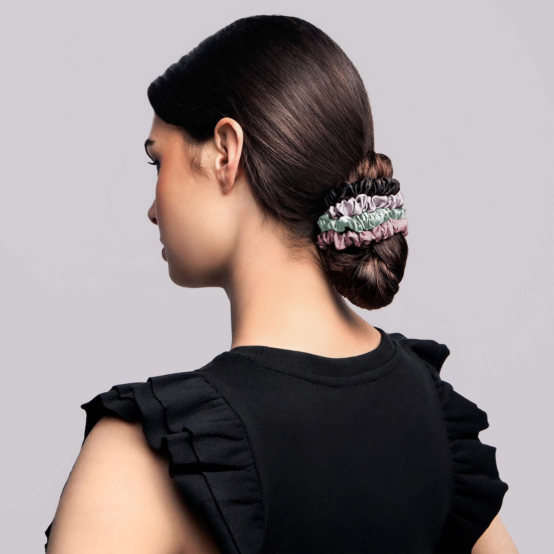 slide 2 of 6, The Hair Edit Ruched Ribbon Skinny Satin Scrunchies, 4 Ct, 4 ct